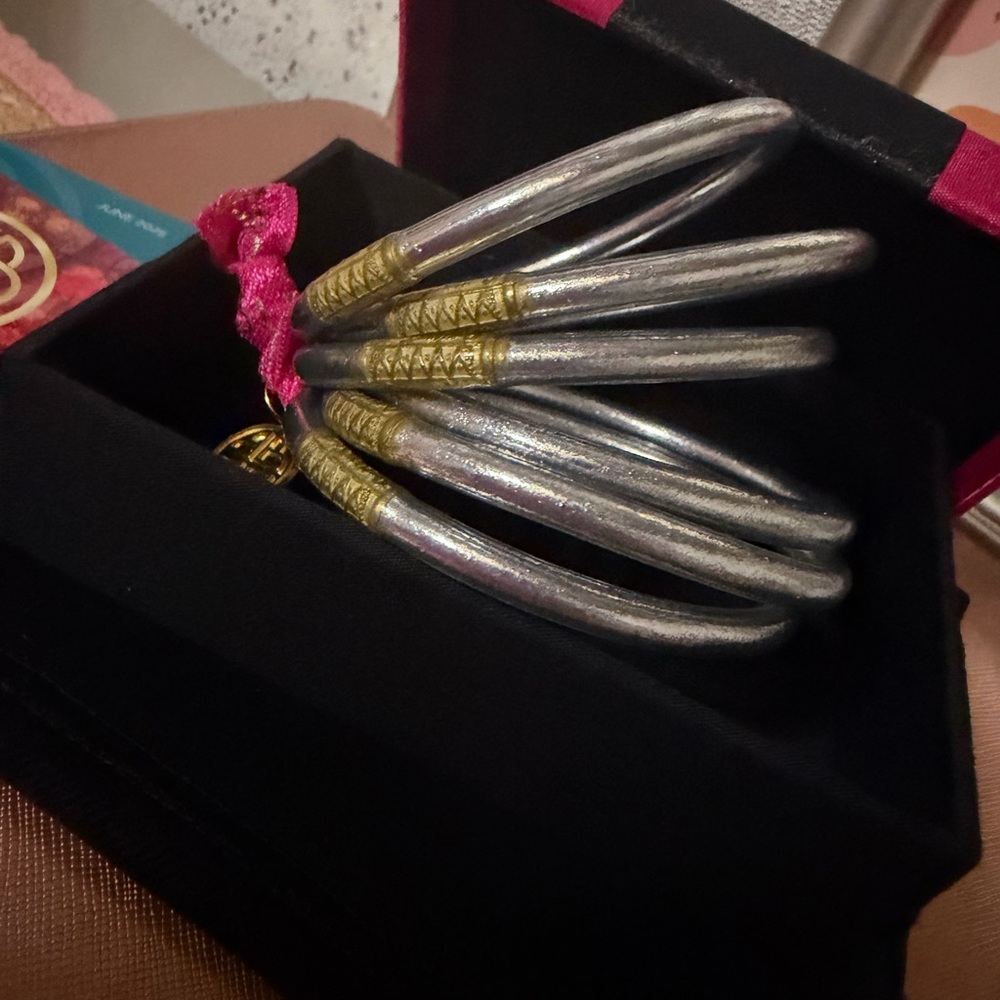 Silver and Gold Wrap Accent Coil Hair Bracelet for Women
